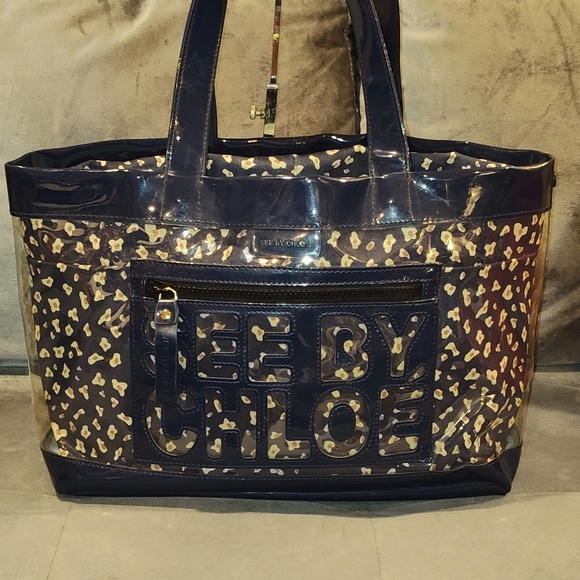 See by Chloe Navy and Beige Vinyl Tote - Picture 9 of 16